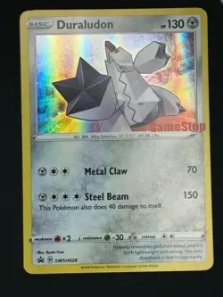 POKEMON TCG BLACK STAR PROMO DURALUDON HOLO EXCELLENT SWSH028 GAMESTOP - Image 1