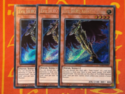 YUGIOH EVIL HERO ADUSTED GOLD SECRET RARE NM RA04-EN029 x3 PLAYSET - Image 1