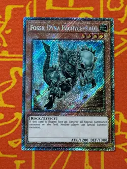 YUGIOH FOSSIL DYNA PACHYCEPHALO PLATINUM SECRET RARE 1ST NM RA03-EN195 - Image 1