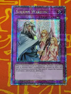 YUGIOH SOLEMN WARNING QUARTER CENTURY SECRET RARE 1ST NM RA02-EN078 - Image 1
