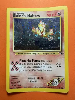 Pokemon TCG Blaine's Moltres Gym Heroes Holo Card 1/132 - Image 3