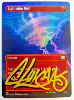 MTG FOIL Lightning Bolt SIGNED IN GOLD BY CHUCK LUKACS - Image 1