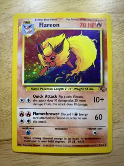 Pokemon TCG Flareon Jungle 3/64 Holo Unlimited LP Condition - Image 1