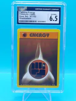 FIGHTING ENERGY - 1999 Pokemon Base Set 97/102 Shadowless - CGC EX/NM+ 6.5 - Image 1