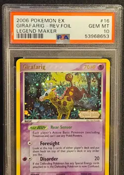 Pokemon 2006 Girafarig EX Legend Maker Reverse Holo #16/92 PSA 10 - Image 1