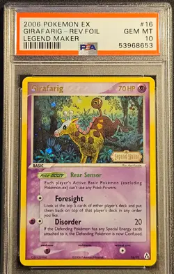 Pokemon 2006 Girafarig EX Legend Maker Reverse Holo #16/92 PSA 10 - Image 2