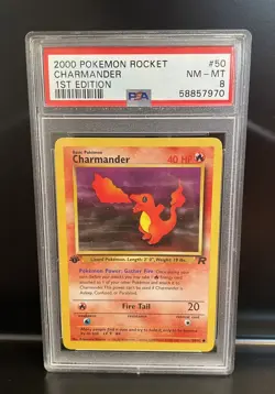2000 Pokemon Team Rocket Charmander 1st Edition (50/82) Non-Holo PSA 8 - Image 1