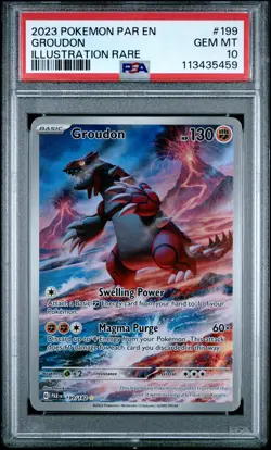 2023 POKEMON PAR EN-PARADOX RIFT ILLUSTRATION RARE #199 GROUDON PSA 10 - Image 1