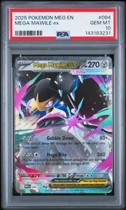 2025 POKEMON MEG EN-MEGA EVOLUTION #094 MEGA MAWILE EX PSA 10 - Image 1