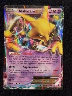 Pokemon Alakazam EX Ultra Rare Fates Collide Full Art Holo HP160 25/124 - Image 1