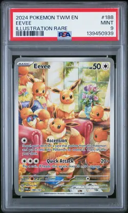 2024 POKEMON TWM EN-TWILIGHT MASQUERADE ILLUSTRATION RARE #188 EEVEE PSA 9 - Image 1