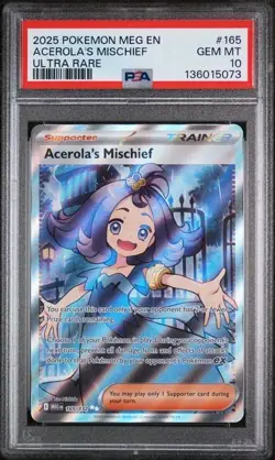 Acerola’s Mischief 165/132 Pokemon Mega Evolution Ultra Rare PSA 10 Gem Mint - Image 1