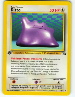 Ditto - 1st Edition - 18/62 Fossil Set - Pokemon TCG - 1999 - Image 1