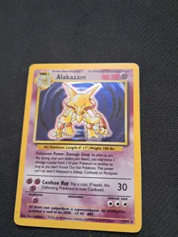 1999 Pokemon English Unlimited Base Set Alakazam Holo 1/102 EX #2 - Image 4