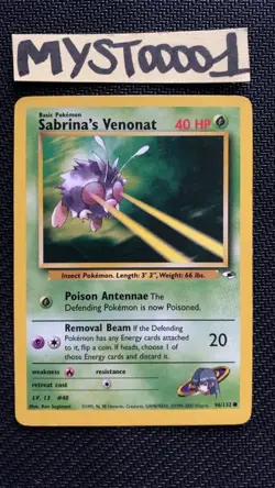 Carte Pokemon Sabrina’s Venonat 96/132 GYM Heroes Wizard Anglais Occasion - Image 1