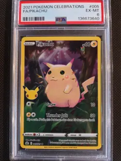 PIKACHU- 2021 POKEMON CELEBRATIONS /FA -#005- PSA EX-MT 6 - Image 1
