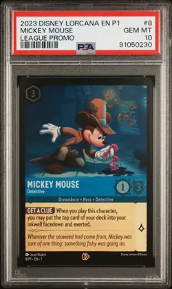 2023 Disney Lorcana League Promo Detective Mickey Mouse #8 **PSA 10** - Image 1