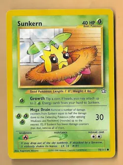 SUNKERN - Neo Genesis Set - 78/111 - Common - Pokemon Card - Unlimited - NM - Image 1