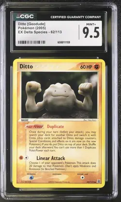 CGC 9.5 MINT+ Ditto [Geodude] 2005 EX Delta Species 62/113 Pokemon Card - Image 1