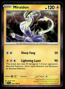 Miraidon 80/198 Pokemon Card Scarlet & Violet Rare 120 HP Holo Near Mint LH - Image 1