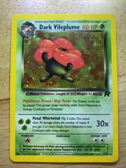 Pokemon TCG Dark Vileplume Holo Card 13/82 LP Condition - Image 1