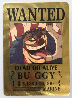 One Piece Buggy WANTED Gold Foil Fan Art Collector Card TCG - Image 1