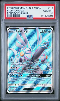 2018 POKEMON SUN & MOON FORBIDDEN LIGHT #119 FULL ART/PALKIA GX PSA 10 - Image 1