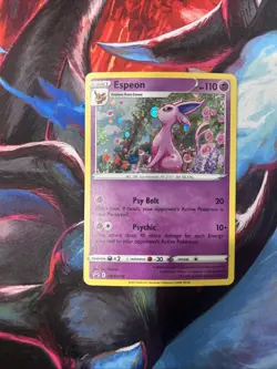 Pokemon TCG ~ Espeon 2021 Fusion Strike Black Star Promo SWSH174 Hvy Cosmos NIM - Image 1