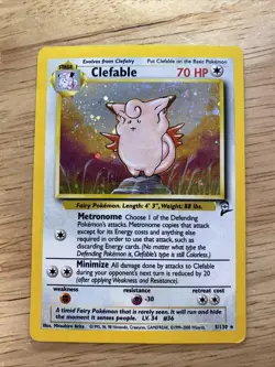 Pokemon TCG Clefable Base Set 2 Holo Unlimited Rare Card 5/130 MP-LP Condition - Image 1