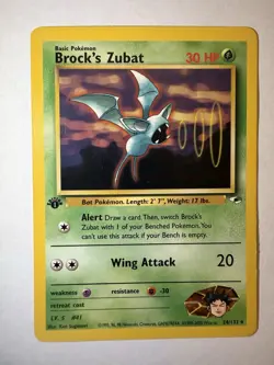 Pokemon TCG Brock's Zubat Gym Heroes 1st Ed Regular Common 24/132 2000 30 HP - Image 1