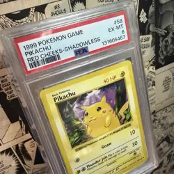 1999 Pokemon Game Base Pikachu Red Cheeks Shadowless #58 PSA 6 - Image 2