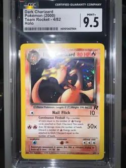 Pokemon TCG Dark Charizard Team Rocket Holo Unlimited CGC 9.5 4/82 2000 w swirl - Image 1