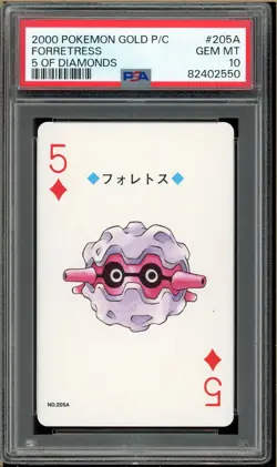 Pokemon - Forretress 5 of Diamonds, Gold Ho-oh Back Poker Deck #205A PSA 10 - Image 1