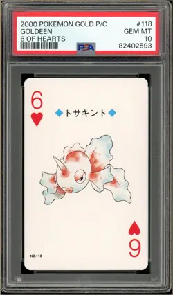 Pokemon - Goldeen 6 of Hearts, Gold Ho-oh Back Poker Deck #118 PSA 10 - Image 1