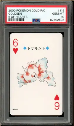 Pokemon - Goldeen 6 of Hearts, Gold Ho-oh Back Poker Deck #118 PSA 10 - Image 1