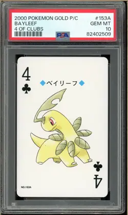 Pokemon - Bayleef 4 of Clubs, Gold Ho-oh Back Poker Deck #153A PSA 10 - Image 1