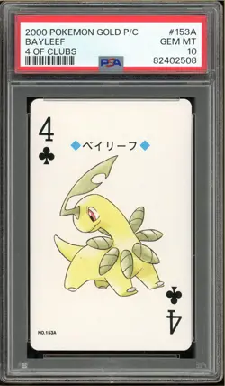 Pokemon - Bayleef 4 of Clubs, Gold Ho-oh Back Poker Deck #153A PSA 10 - Image 1