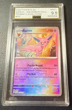 Pokemon TCG Espeon Master Ball Holo 033/131 Prismatic Evolutions AGS 9.5 Graded. - Image 1