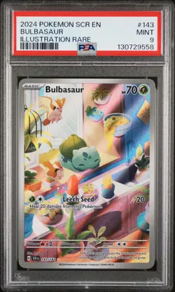 2024 POKEMON SCR EN-STELLAR CROWN ILLUSTRATION RARE #143 BULBASAUR PSA 9 - Image 1