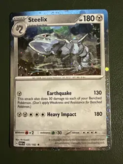 Pokemon Paradox Rift Steelix 125/182 Cosmos Holo Exclusive Promo NM With Swirl - Image 1