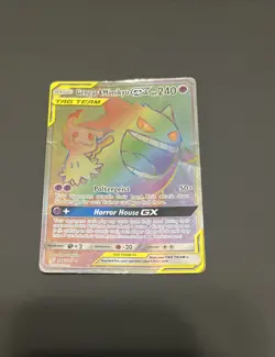 Pokemon TCG Rainbow Rare Gengar & Mimikyu GX Tag Team 186/181 NM - Image 1