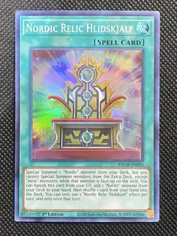 YuGiOh! - Nordic Relic Hlidskjalf BACH-EN055 Super Rare 1st Edition Near Mint - Image 1