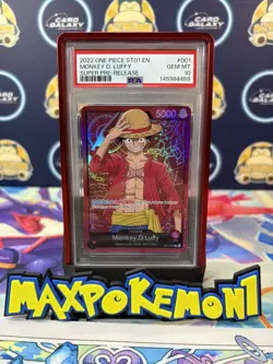 One Piece Monkey D. Luffy Super Pre Release ST01-001 Leader PSA 10 Stamped - Image 1
