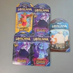 5 Disney Lorcana Sealed Booster Packs Lot Ursula’s Return Inklands Azurite Sea - Image 1