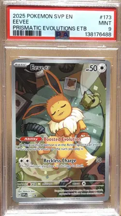 2025 Pokemon SVP Black Star Promo Eevee #173 Prismatic Evolutions ETB PSA 9 - Image 1