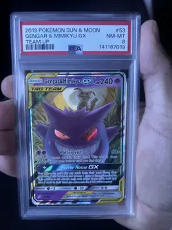Gengar & Mimikyu GX #53/181 Sm-Team Up Pokemon PSA 8 NM MT - Image 1
