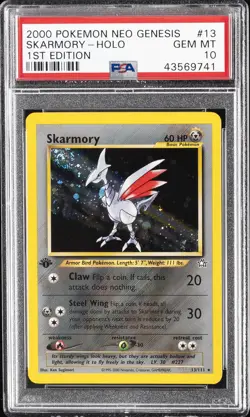 2000 POKEMON NEO GENESIS 1ST ED #13 SKARMORY-HOLO PSA 10 - Image 1