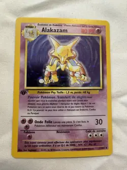 Pokemon ALAKAZAM 1/102 Base Set 1st. Edition Holo FRENCH Language - Image 1