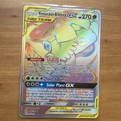 Pokemon TCG Venusaur & Snivy GX TAG TEAM Cosmic Eclipse Rainbow Rare 249/236 - Image 1