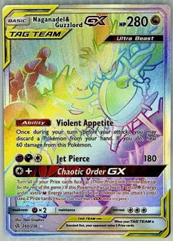 Naganadel & Guzzlord GX Secret Rainbow 260/236 Cosmic Eclipse Sun & Moon Pokemon - Image 1